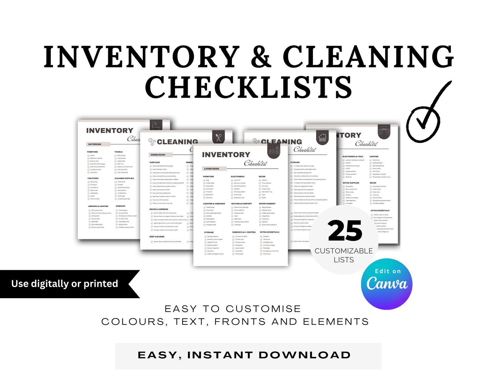 Cleaning and Inventory Checklist for Hosts | Easy to edit