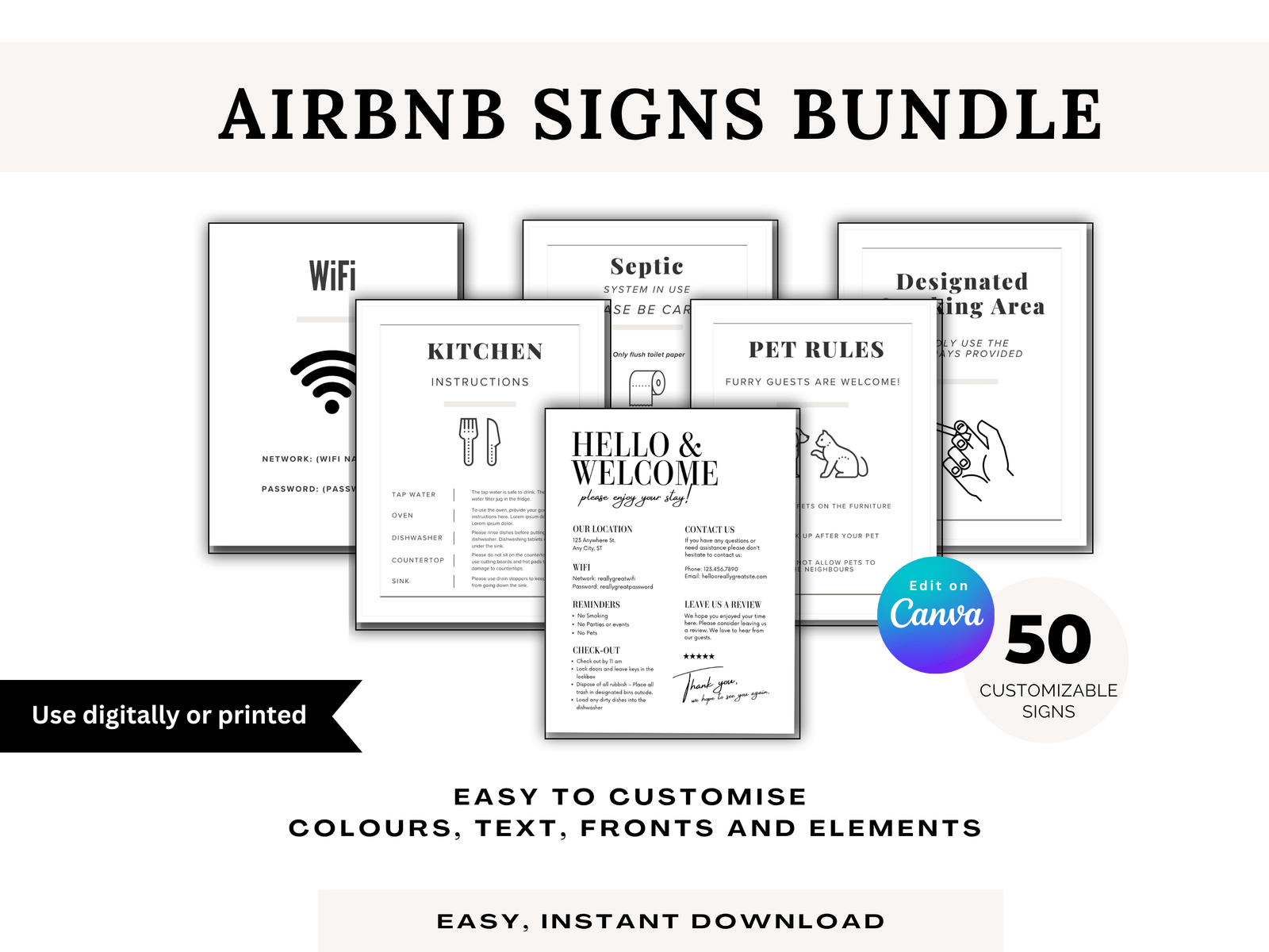 Signs Bundle for Hosts – Essential Signage for Effortless Hosting